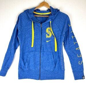 Nike MLB Seattle Mariners Full Zip Hooded Sweatshirt Heathered Lightweight